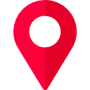 Red location pin icon on a white background.