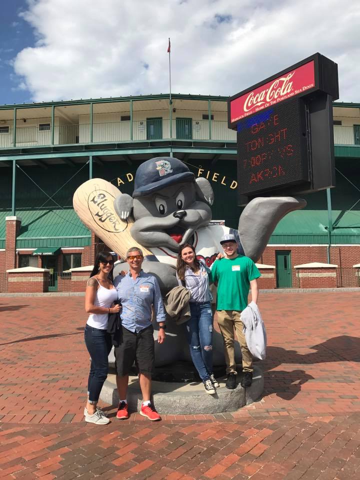 group with sea dogs mascot