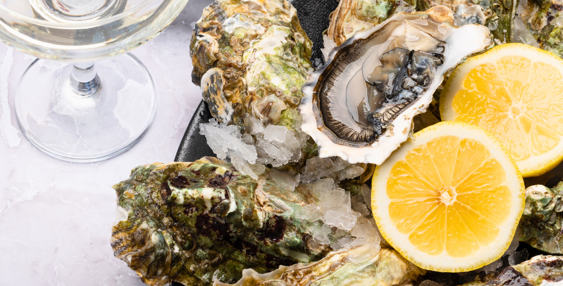oyster board - pearls and prosecco
