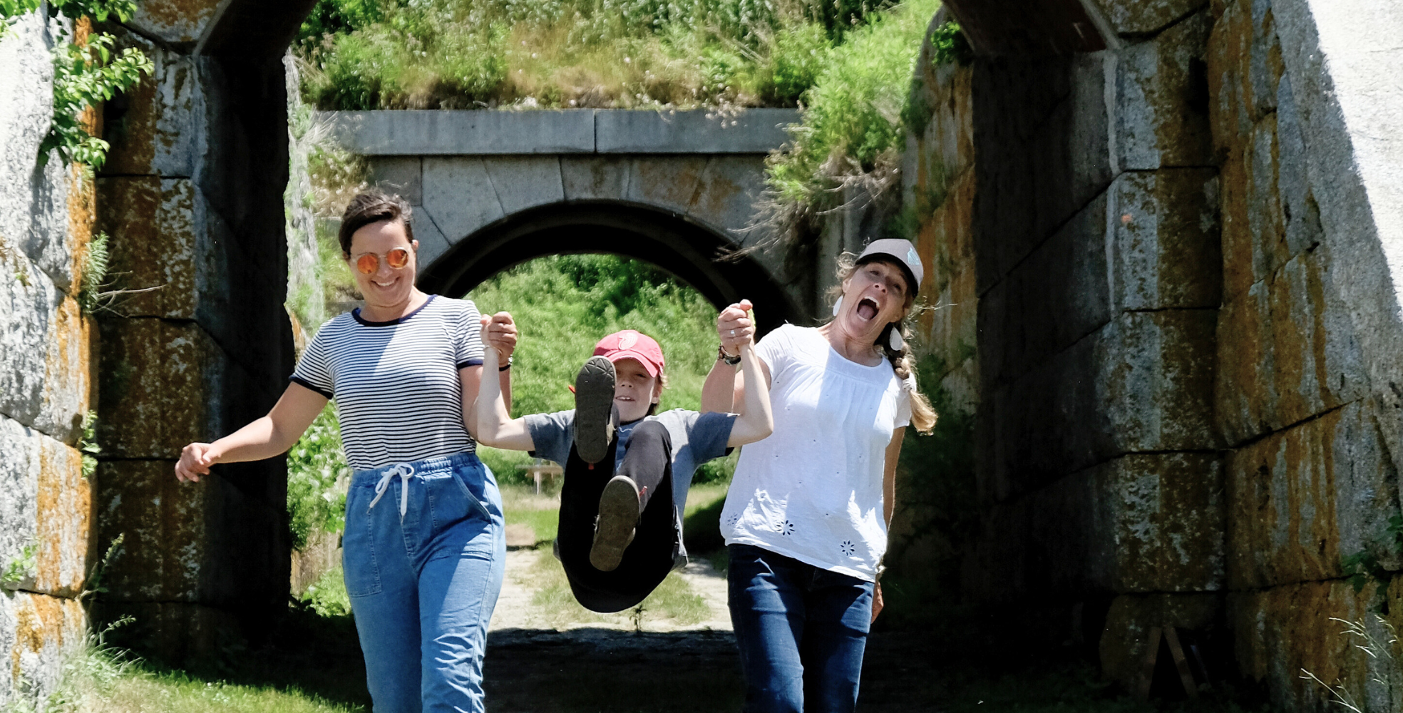 family exploring portland fort